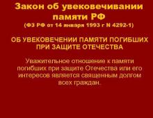 Мероприятия по увековечиванию памяти российских воинов